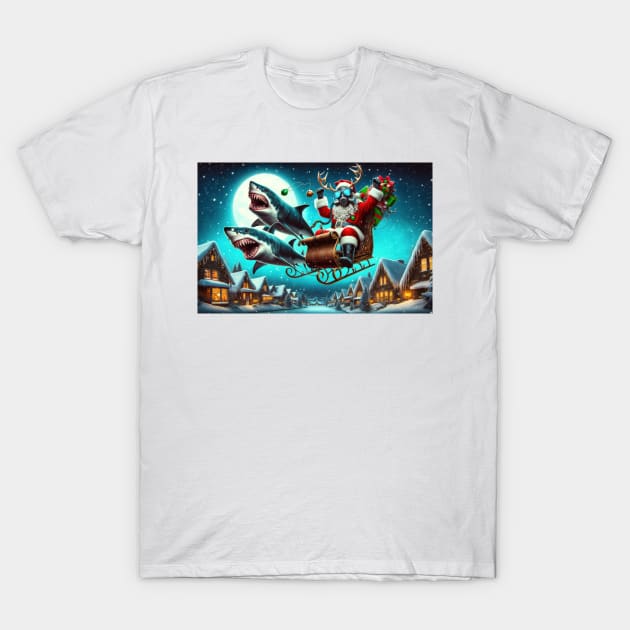 Santa Jaws: We Are Gonna Need A Bigger Sleigh! T-Shirt by TooplesArt